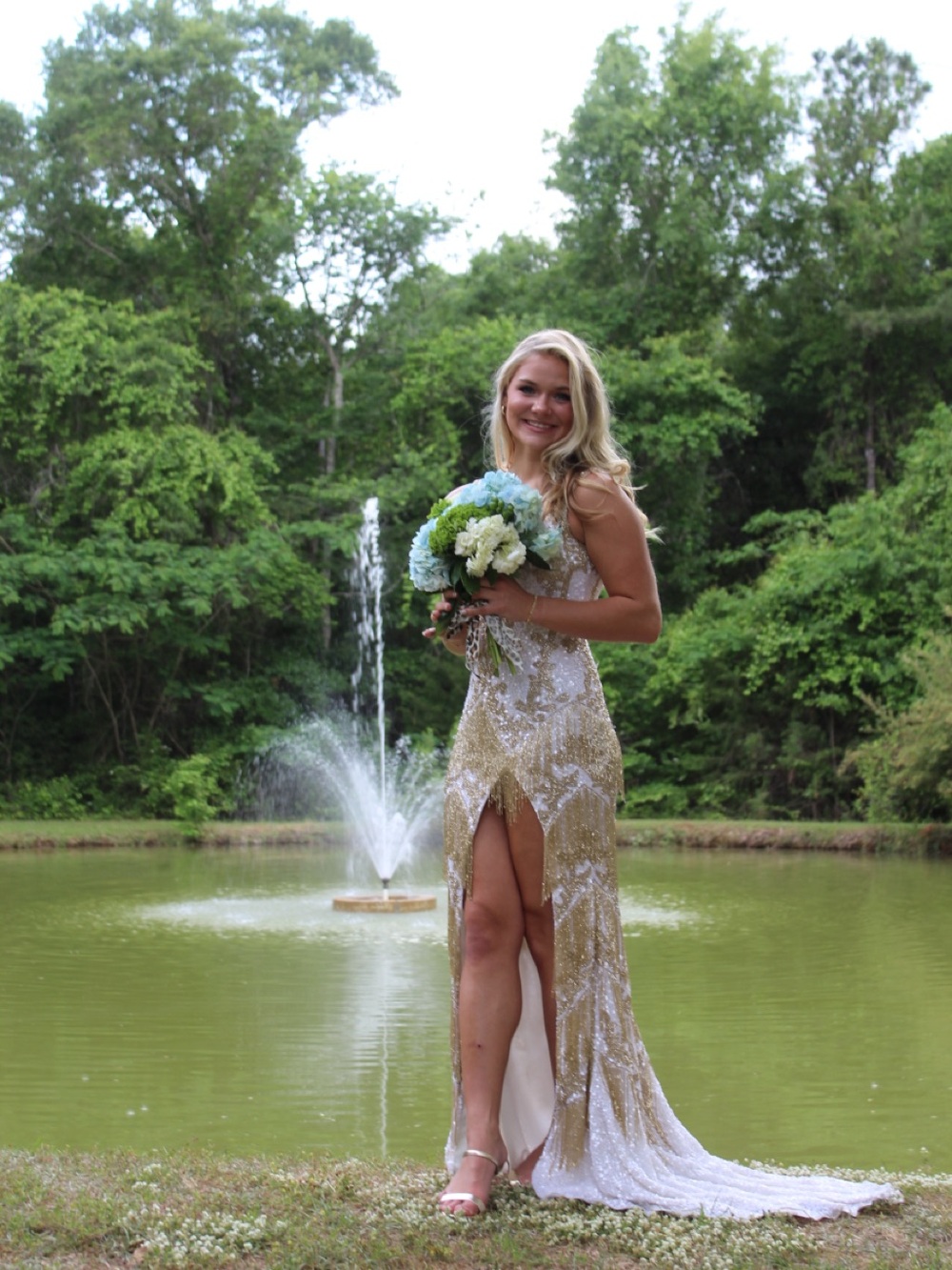 Jovani Formal/Prom Gown in Gold and White
